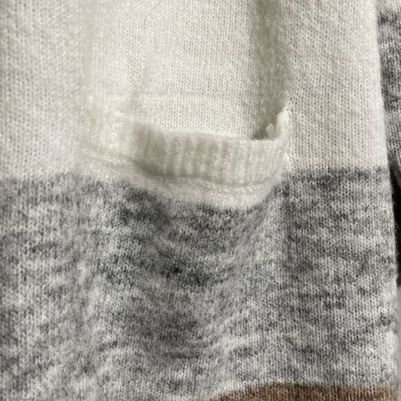 Peyton Primrose Striped Hoodie Sweater Cozy Knit Cardigan, Size Large Brown - Picture 6 of 11